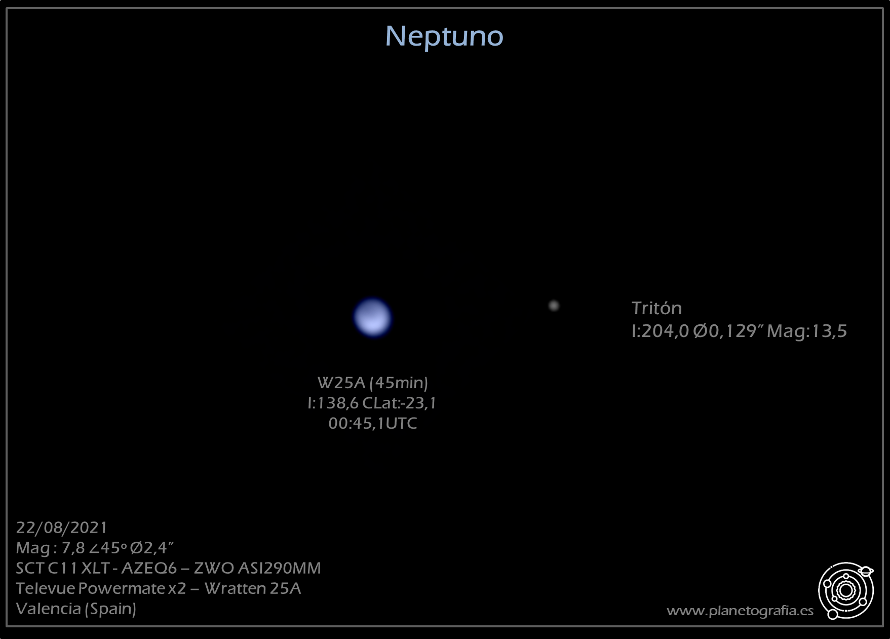 astrofotografia planetaria triton neptuno